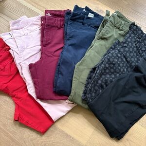 7 pairs of pants - 6 Old Navy high waisted pixie pants, 1 pair Gap